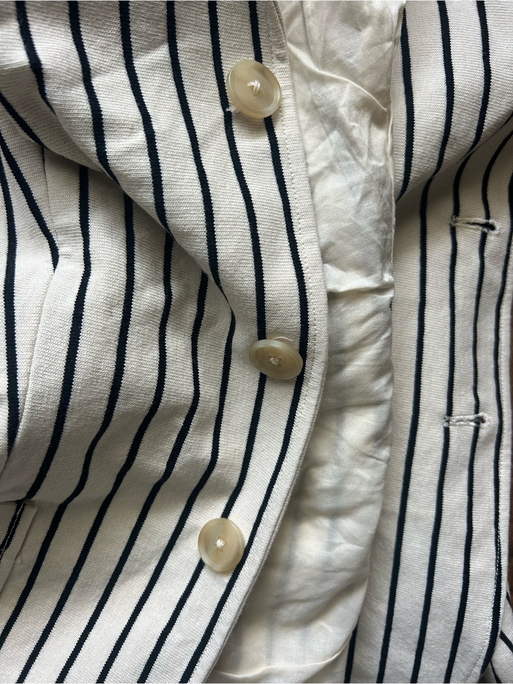 Polo by Ralph Lauren Cream Blazer with Navy Pinstripes and Crest Patch Cotton - Picture 3 of 16